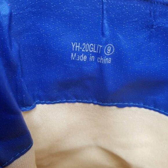 Ami Clubwear Metallic Blue Glitter Knee-High Platform Heel Boots Sparkle Size 9 - Picture 12 of 12